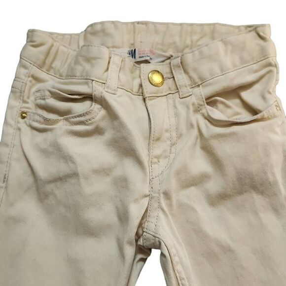 H&M Girls Size 4/5 Ivory Slim Fit Pants - Picture 3 of 5